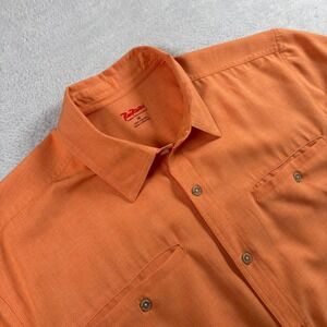 Rail Riders Mens Orange Short Sleeve Button Down Performance Shirt Large